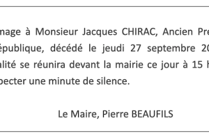 Hommage à Jacques Chirac, Ancien Président de la République