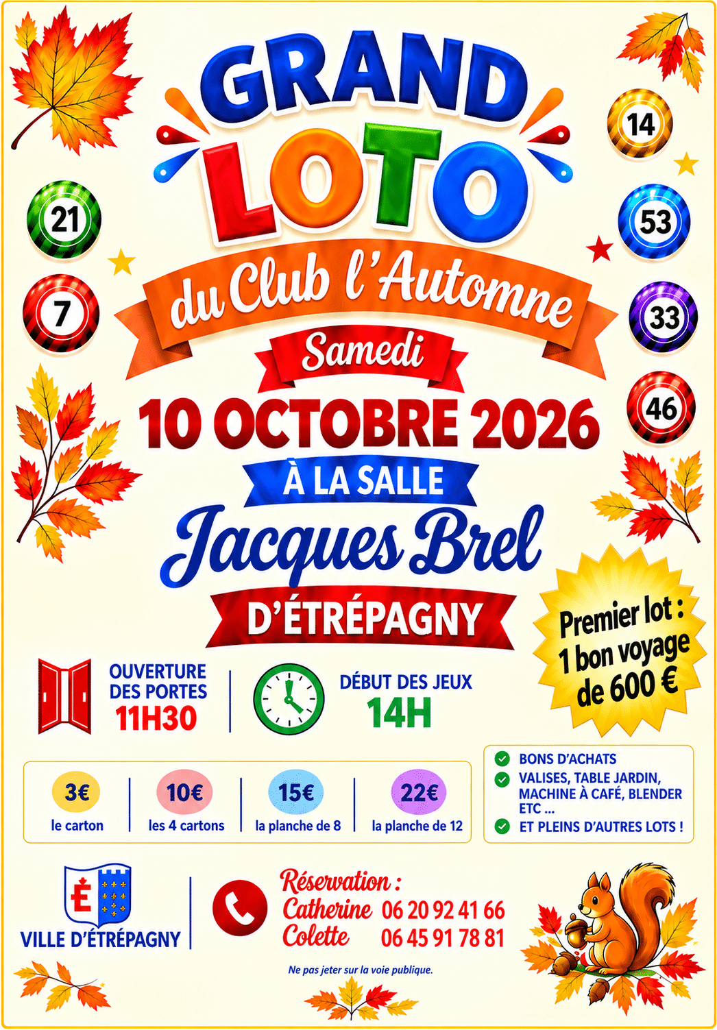 LOT CLUB AUTOMNE 10 OCTOBRE 2026